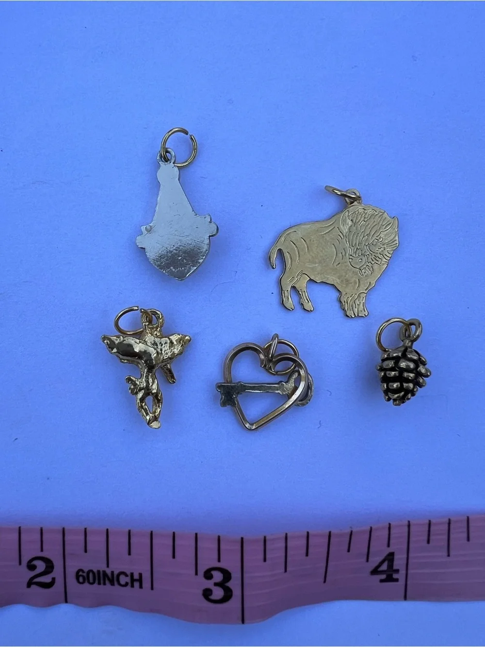 Gold Tone Small Charm Mix - Heart, Pinecone, Buffalo & More - Picture 6 of 9
